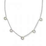 Sterling Silver 5 Diamond Circle Station Necklace on a 18" Cable Chain