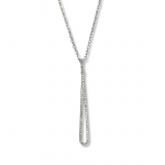 14K White Gold Diamond Elongated Drop Pendant on a 16" with 2" Extension Beveled Oval Cable