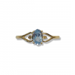 10K Yellow Gold Oval March Birthstone Fashion Ring Size 6.75