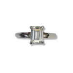 10K White Gold Emerald Cut April Birthstone Fashion Ring Size 6.5