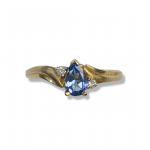 10K Yellow Tanzanite Brushed and Polished Fashion Ring with Diamond Accents Size7