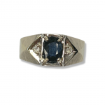10K White Gold Genuine Sapphire Polished Fashion Ring with Diamond Accents Size 10