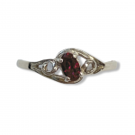 10K White Gold Red Birthstone Fashion Ring Size 6.5 MM Width: 1