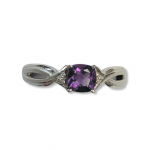 10K White Gold Amethyst Brushed and Polished Fashion Ring Size 6.5 MM Width: 1.5