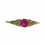 10K Yellow Gold Created Ruby Polished Fashion Ring Size 7 MM Width: 1