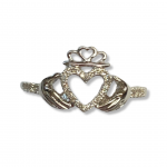 10K White Gold Claddagh Fashion Ring Size 7 With Diamond Accents