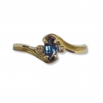 10K Yellow Gold Synthetic Alexandrite Polished and Brushed Fashion Ring Diamond Accents Size 5.5 MM Width: 1
