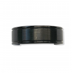 Black Tungsten Carbide Ring with Flat Brushed Finish Center, Dual Offset Grooves and Polished Edges Size11 8mm