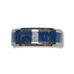 Polished Tungsten Ring with Blue Lapis Inlay Size10 8mm