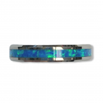 Polished Tungsten Ring with Blue/Green Opal Inlay Size7 4mm