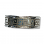 Grooved Tungsten Carbide with Greek Key Meander Design Size10.5 8mm