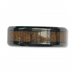 Black Titanium Ring with Polished Beveled Edges and Black Walnut Wood Inlaid Size10.5 8mm