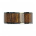 Flat Tungsten Ring with Black Walnut Wood Inlay and Polished Edges Size11.5 10mm