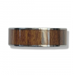 Flat Tungsten Carbide Ring with Exotic Brazilian Rose Wood Inlay and Polished Edges Size12 8mm