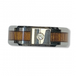 Tungsten Carbide Ring with Real Zebra Wood Inlay and Single Diamond Accent Size10.5 8mm