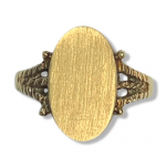 14K Yellow Gold Signet Oval Fashion Ring Size5 1mm