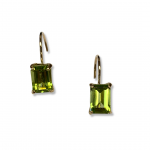 14k Yellow Gold 7x5mm Emerald Cut Peridot Leverback Earrings