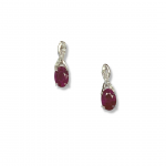 14k White Gold Oval Ruby Earrings with Diamond Accents