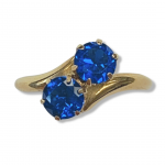10K Yellow Gold Double Round Sapphire Polished Fashion Ring Size5.5