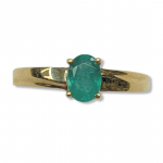 14K Yellow Gold Oval Emerald Polished Fashion Ring Size7