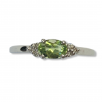 10K White Gold Peridot Fashion Ring with Diamond Accents Size7