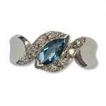 10K White Gold London Blue Topaz Polished Fashion Ring with Diamond Accents Size8