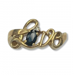 10K Yellow Gold Love Polished Fashion Ring with September Birthstone "o" and Diamond Accent Size6