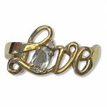 10K Yellow Gold Love Polished Fashion Ring with April Birthstone "o" and Diamond Accent Size6