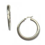 Sterling Silver Tapered Hoop with Satin finish