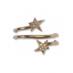Sterling Silver Rose Tone Adjustable Ring with CZ Stars