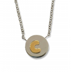 Stainless Steel My Bonbons Letter Necklace with 18k Yellow Gold Letter C 18"