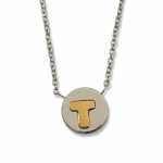 Stainless Steel My Bonbons Letter Necklace with 18k Yellow Gold Letter T 18"
