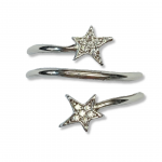 Sterling Silver Adjustable Ring with CZ Stars