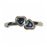 Sterling Silver Stackable Expressions Double Heart Lab Created Sapphire Ring Size10