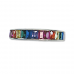 Sterling Silver Rhodium Plated Rainbow CZ Ring Size6