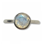 Sterling Silver Clear Round Stone Ring Size 6