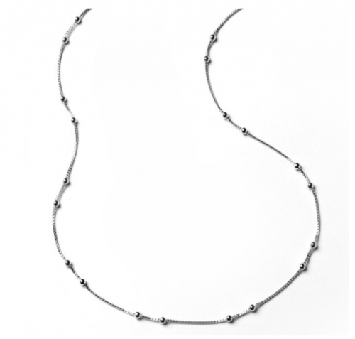 Southern Gates Rhodium Plated Stationed Bead Necklace