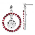 MLB Philadelphia Phillies Red Crystal Wreath Earrings with Dangle Logo