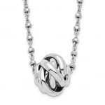 Sterling Silver Rhodium-plated Polished Love Knot Pendant on a Fancy 18" Chain