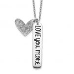 Sterling Silver Heart Pendant with "Love You More" Charm