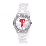 Silver Tone Philadelphia Phillies on a Silicone Band Watch with Crystal Accents